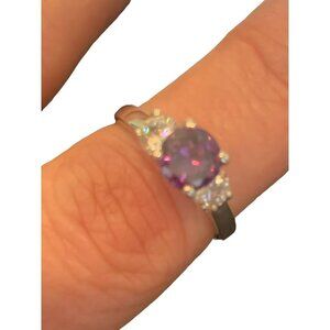 New Cute & Dainty Clear / Purple CZ Ring